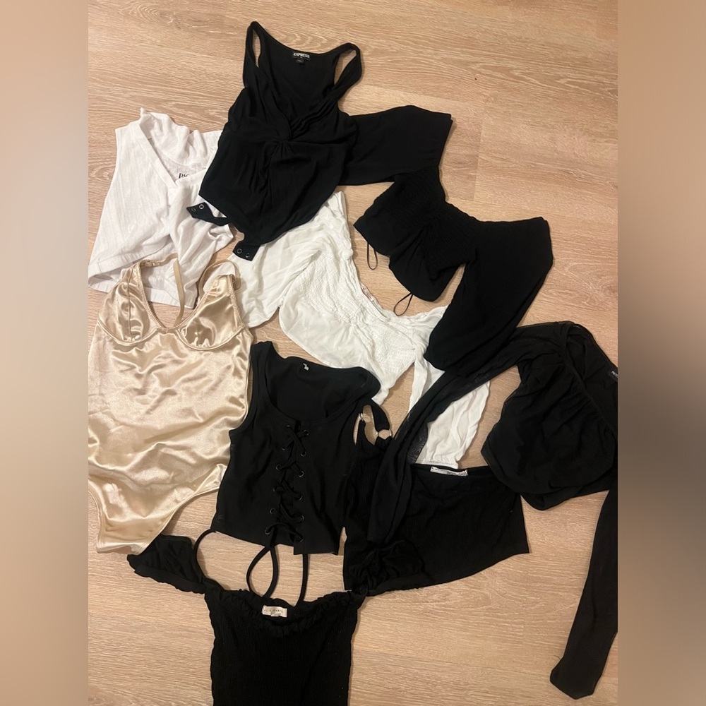 Going out top and bodysuit lot Pacsun, Lottie Moss, Express, Pretty Little Thing